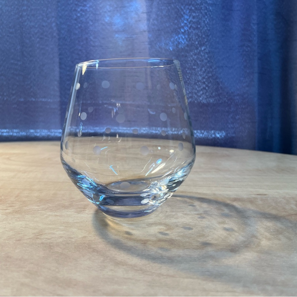 1 Kate Spade NY Lenox Etched Larabee Dot Stemless White Wine Crystal Glass